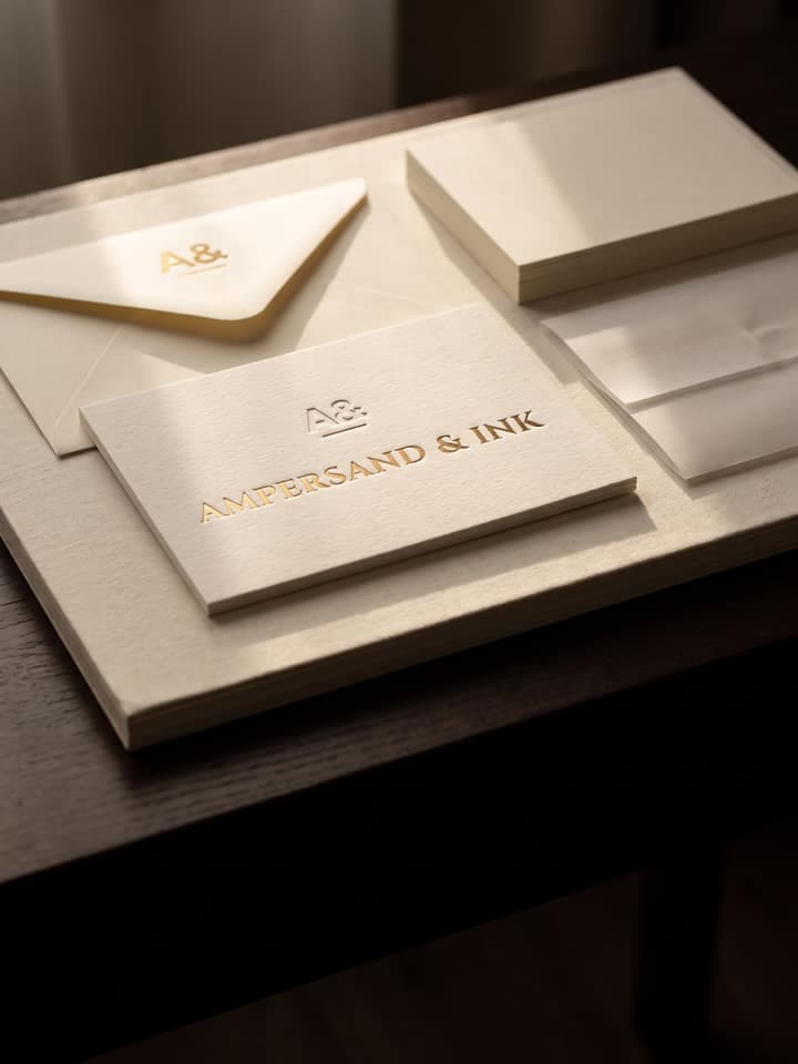 Ampersand & Ink, identitatea pe care o produce acest șablon, aplicată